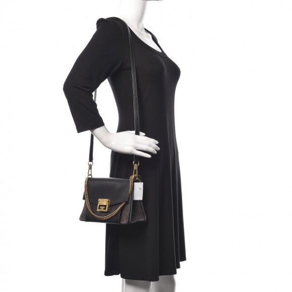 Goatskin Suede Shoulder Bag Black - Picture 2 of 10